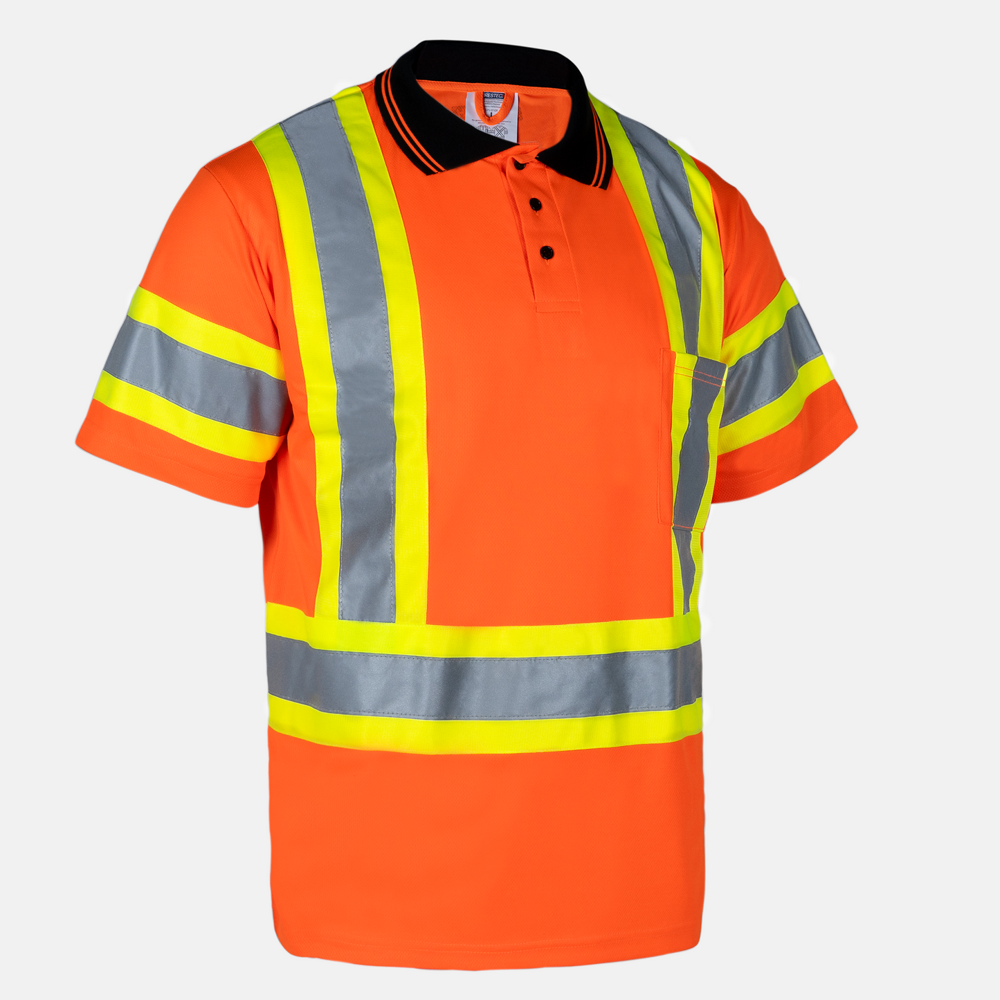 Two-Toned High-Visibility Reflective Work Polo Shirt: X-Back Design and ANSI Compliant