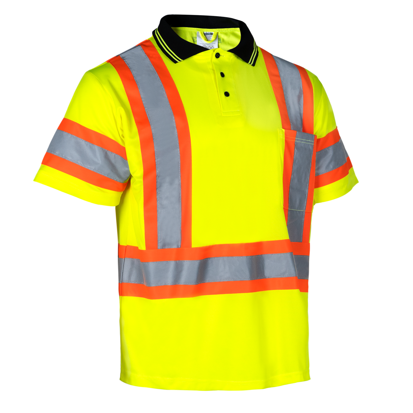 Two-Toned High-Visibility Reflective Work Polo Shirt: X-Back Design and ANSI Compliant