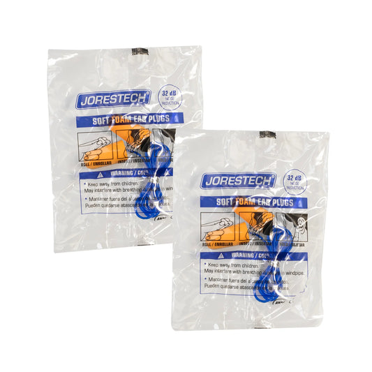 100-pack of ANSI-certified corded foam earplugs with 32dB NRR