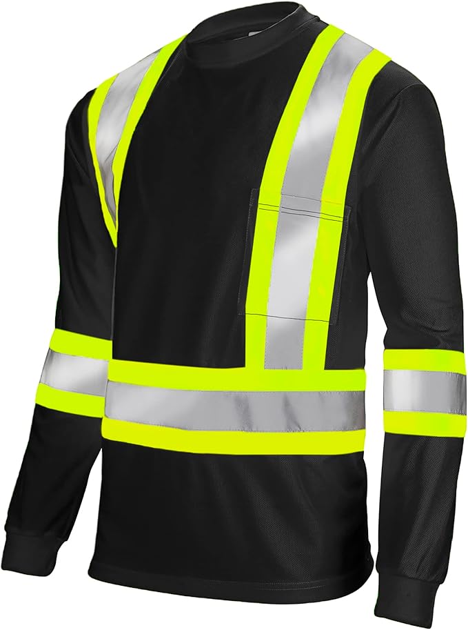 High-Visibility Safety Shirt: Lightweight, Breathable, and ANSI Compliant for Day and Night Protection (5-PACK)