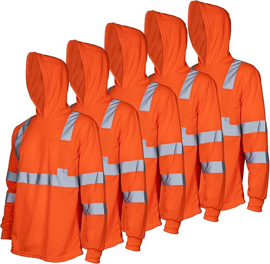 ANSI Class 3 High-Visibility Safety Hoodie – Reflective, Breathable & Built for Maximum Protection (5-Pack)
