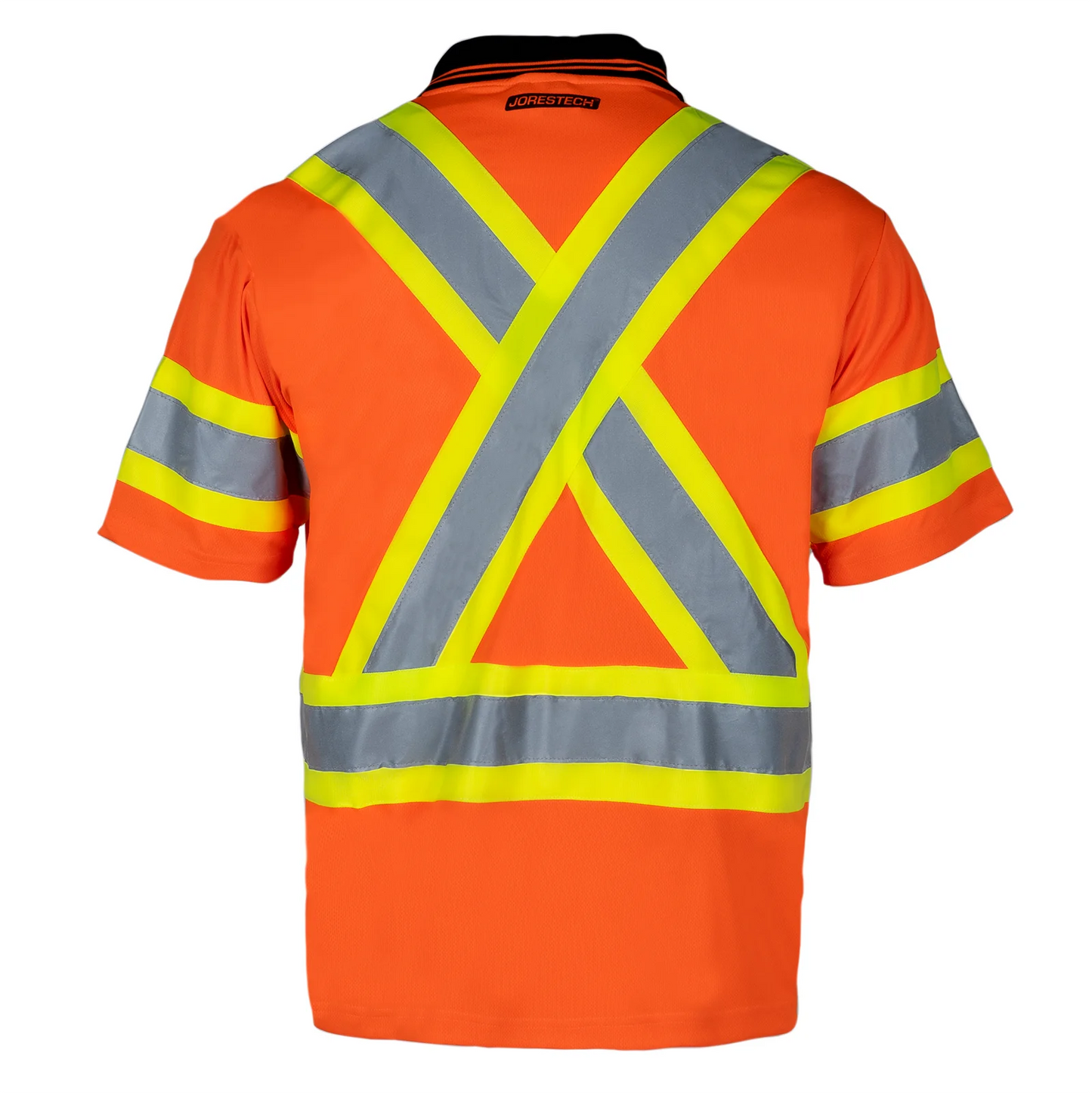 Two-Toned High-Visibility Reflective Work Polo Shirt: X-Back Design and ANSI Compliant