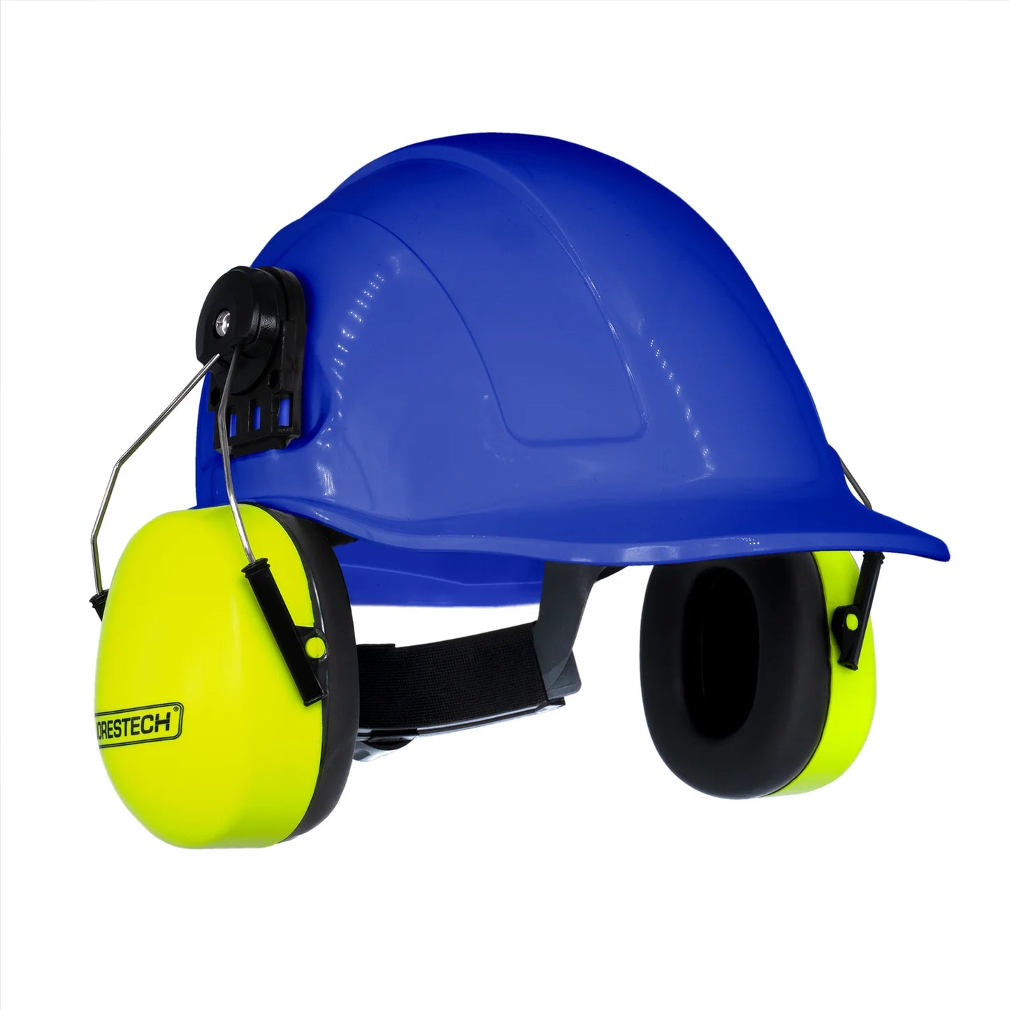 Cap-Style Hard Hat Kit with Mountable Lime Earmuffs – Full Head and Hearing Protection, ANSI Certified