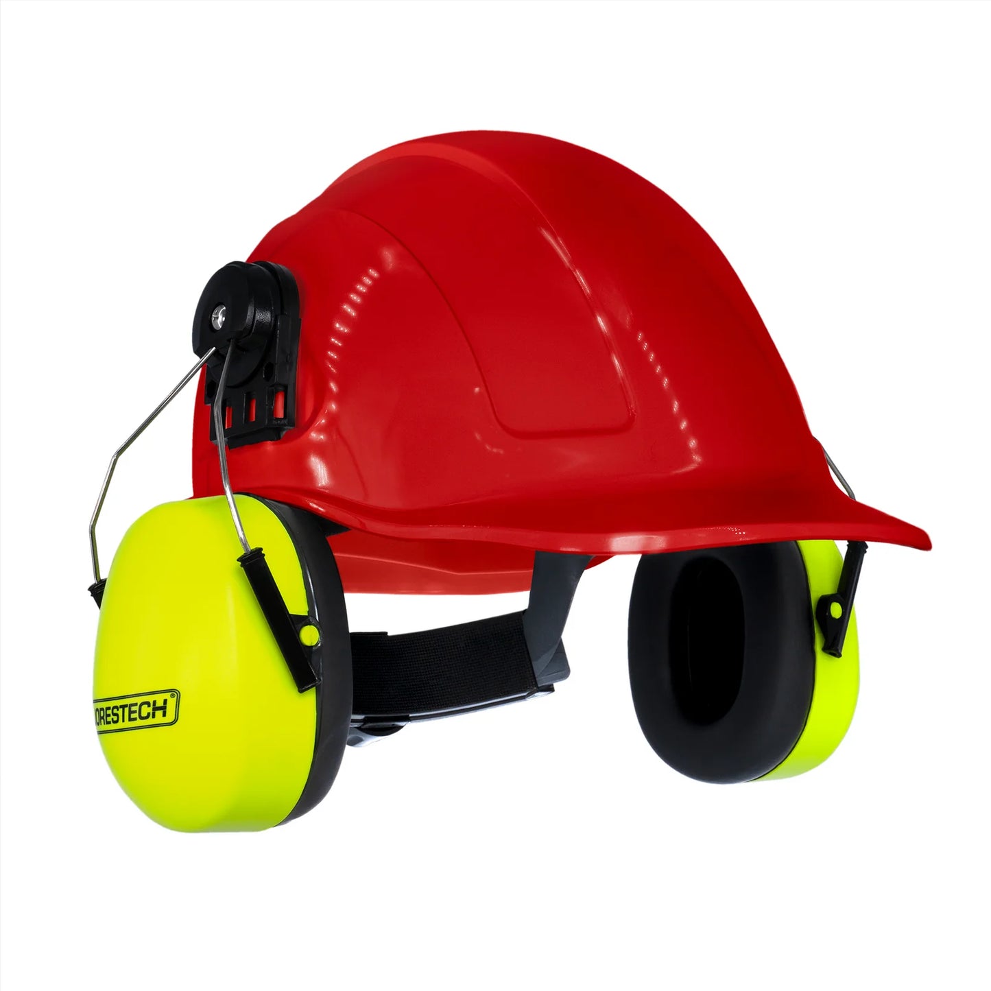 Cap-Style Hard Hat Kit with Mountable Lime Earmuffs – Full Head and Hearing Protection, ANSI Certified