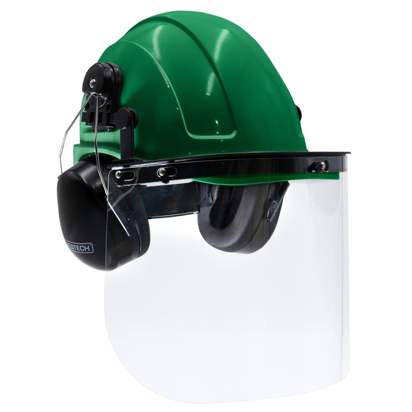 Hard Hat Safety Combo – Cap-Style Hard Hat with Clear Face Shield and Black Earmuffs