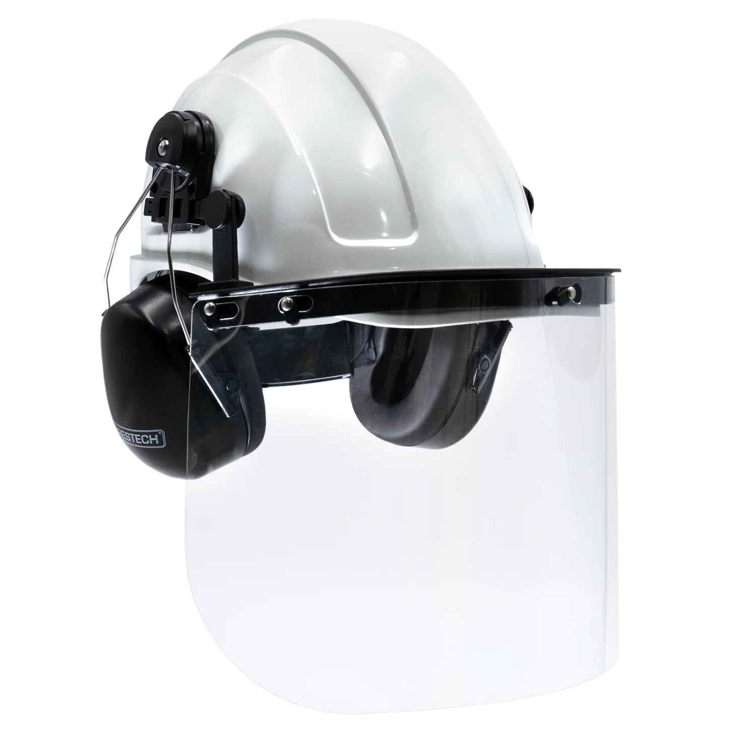 Hard Hat Safety Combo – Cap-Style Hard Hat with Clear Face Shield and Black Earmuffs