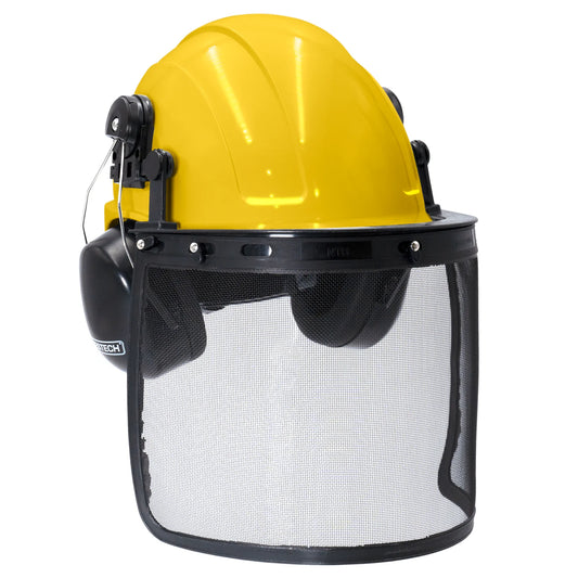 All-in-One Safety Combo – Hard Hat with Face Shield and Black Earmuffs for Full Protection