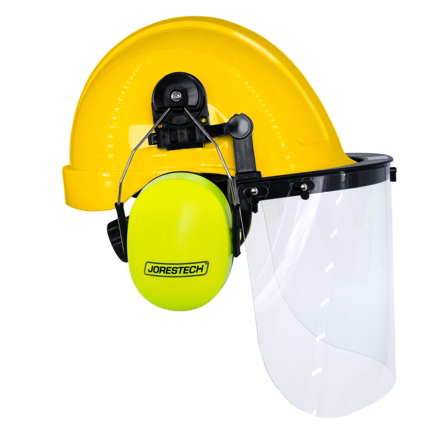 Hard Hat Safety Combo – Cap-Style Hard Hat with Clear Face Shield and Lime Earmuffs