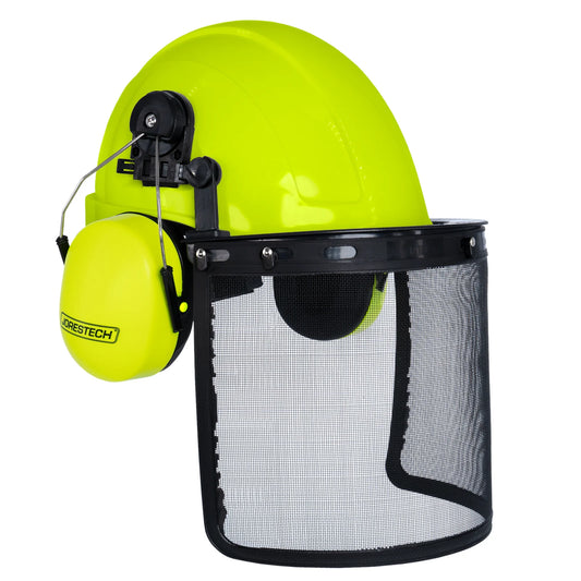 All-in-One Safety Combo – Hard Hat with Face Shield and Lime Earmuffs for Full Protection