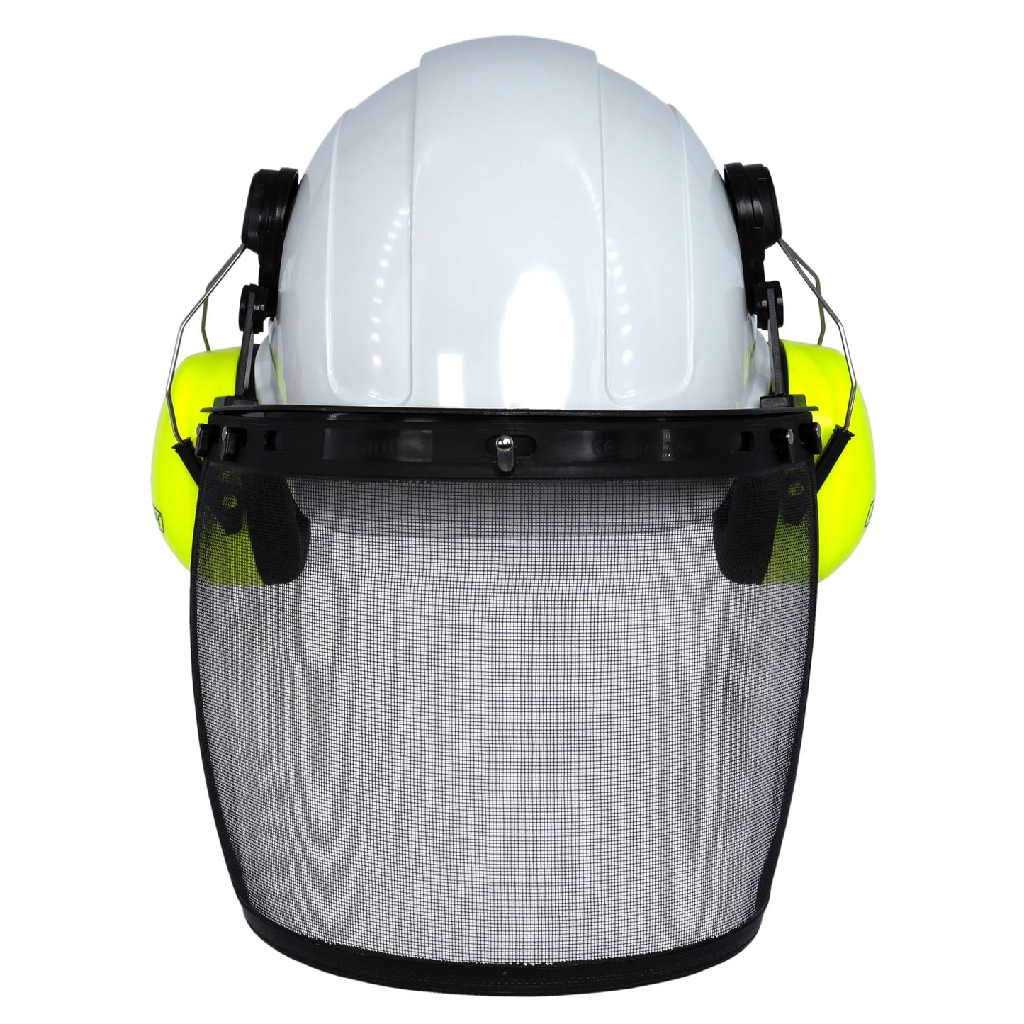 All-in-One Safety Combo – Hard Hat with Face Shield and Lime Earmuffs for Full Protection