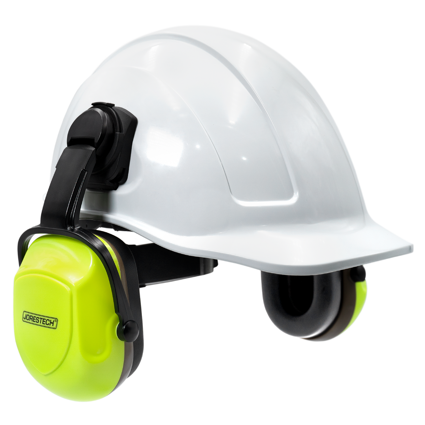 Hard Hat with Lime Earmuffs – ANSI-Certified Head & Hearing Protection with Adjustable Fit