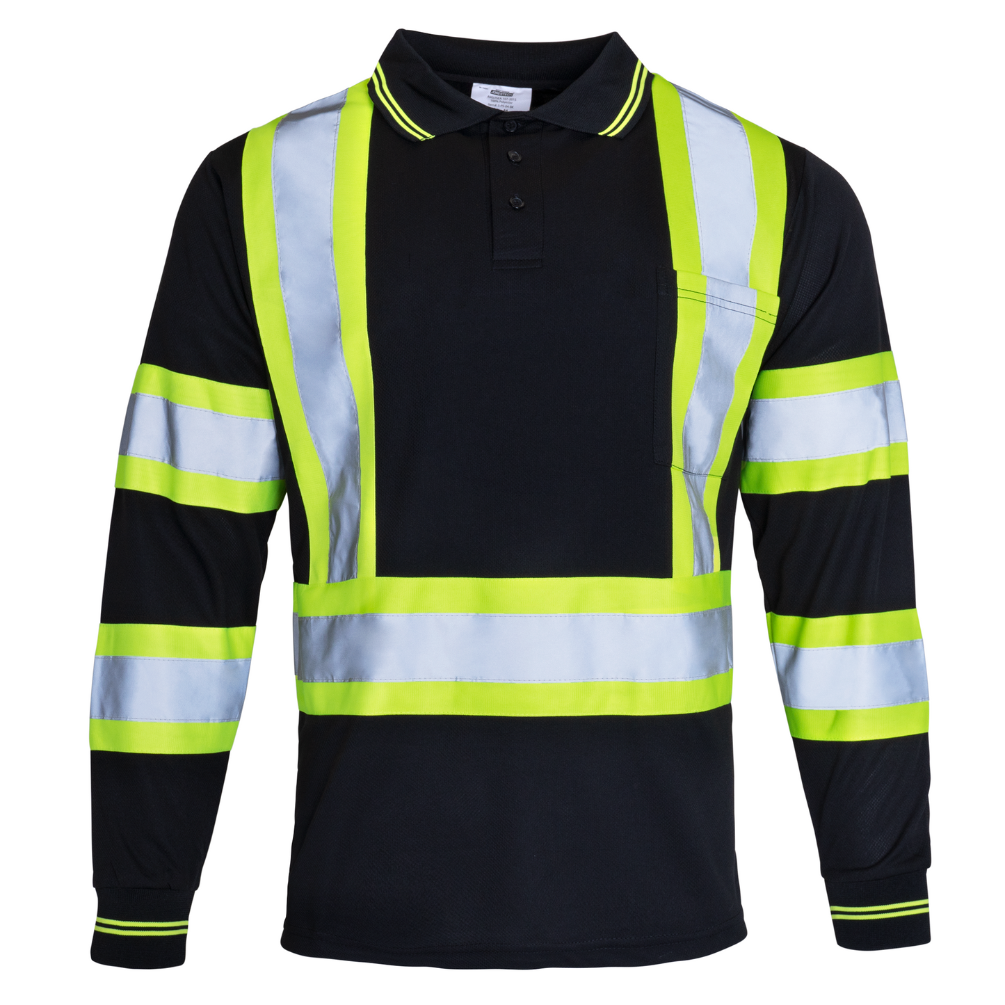 High-Visibility Two-Tone Reflective Long-Sleeve Polo Shirt