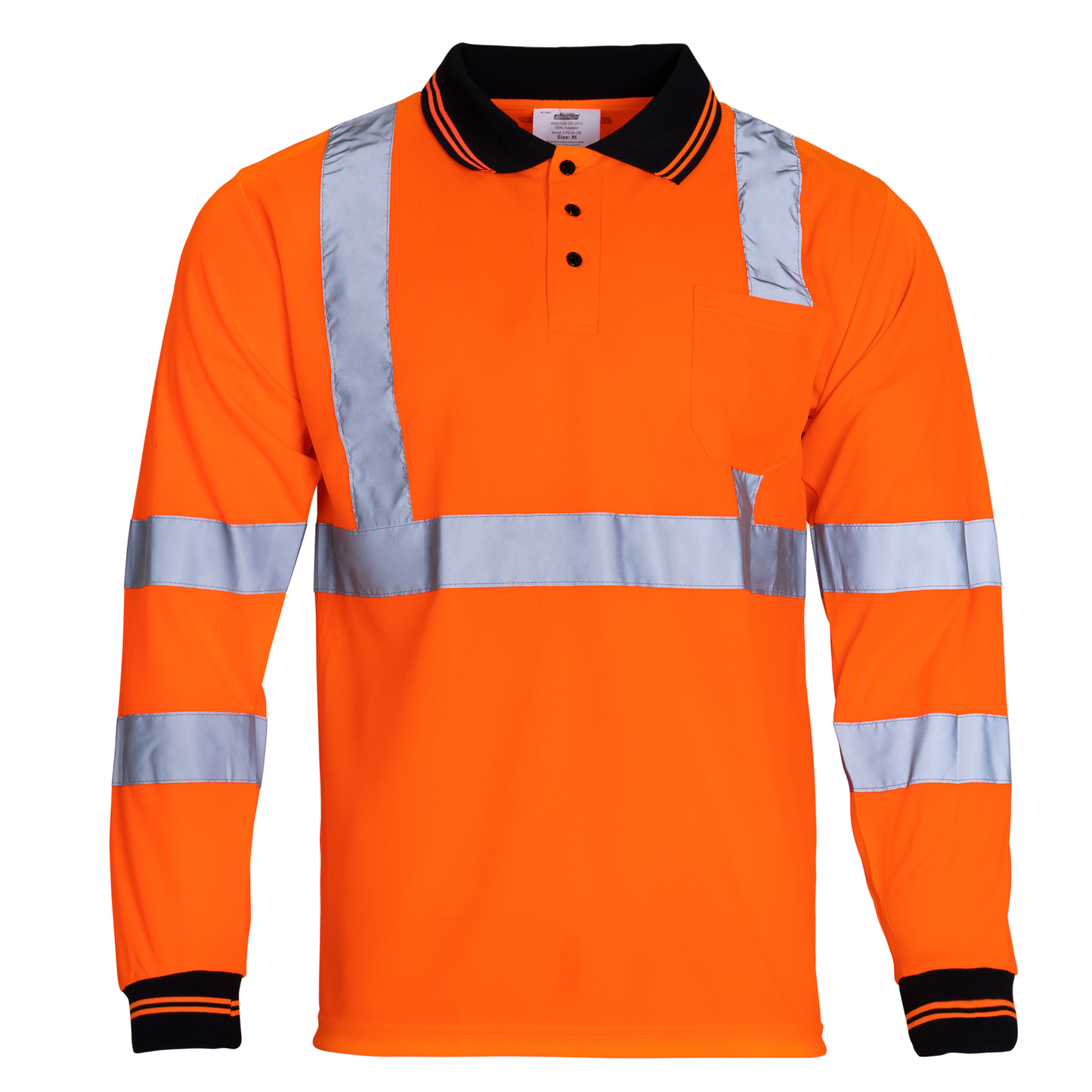 High-Vis Reflective Long-Sleeve Safety Polo Shirt – ANSI Compliant, Breathable,