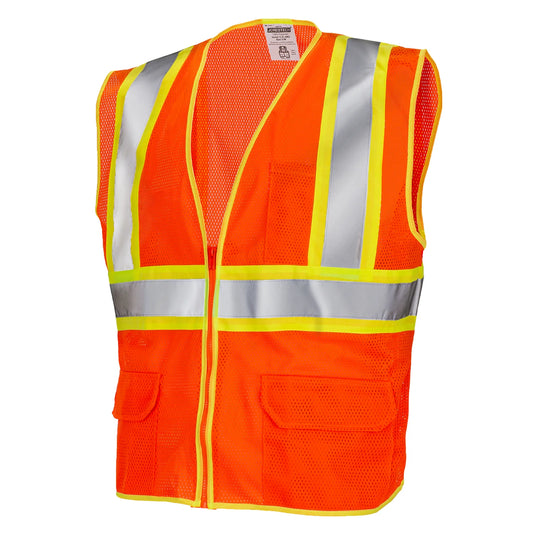 Customizable Orange High-Visibility Safety Vest – ANSI Class 2, Reflective & Durable