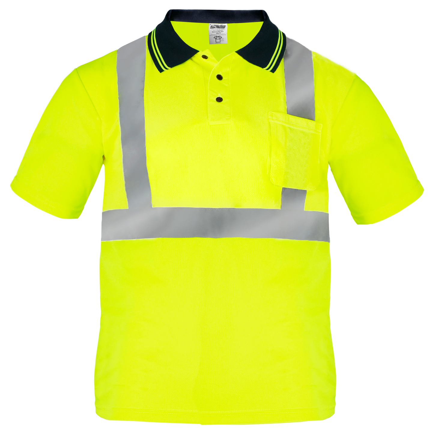 High-Visibility Reflective Short Sleeve Work Safety Polo Shirt