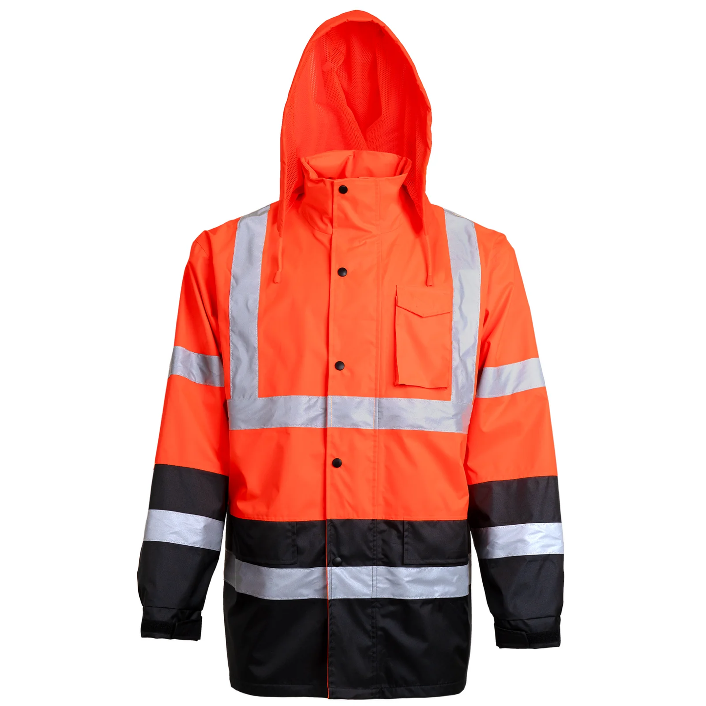 High-Visibility Waterproof Raincoat – ANSI Class 3, Wind-Resistant & Reflective