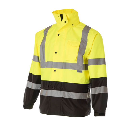 High-Visibility Waterproof Raincoat – ANSI Class 3, Wind-Resistant & Reflective
