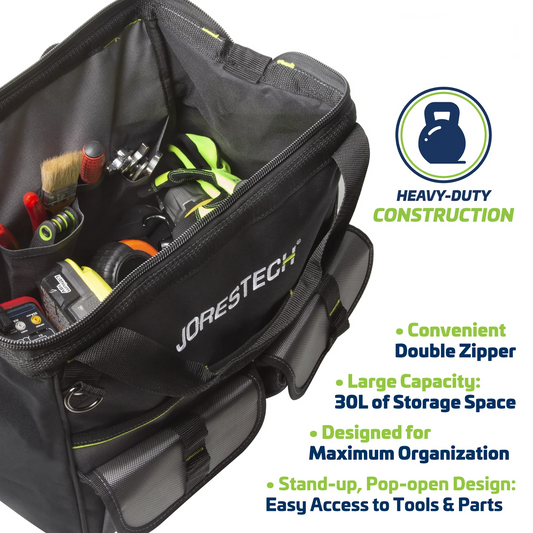 30L Heavy-Duty Tool Bag – Multi-Purpose Storage with 22 Pockets & Reinforced Base