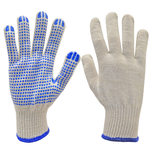 Multi-Purpose Knitted Work Gloves with Anti-Slip PVC Dots – Durable & Flexible