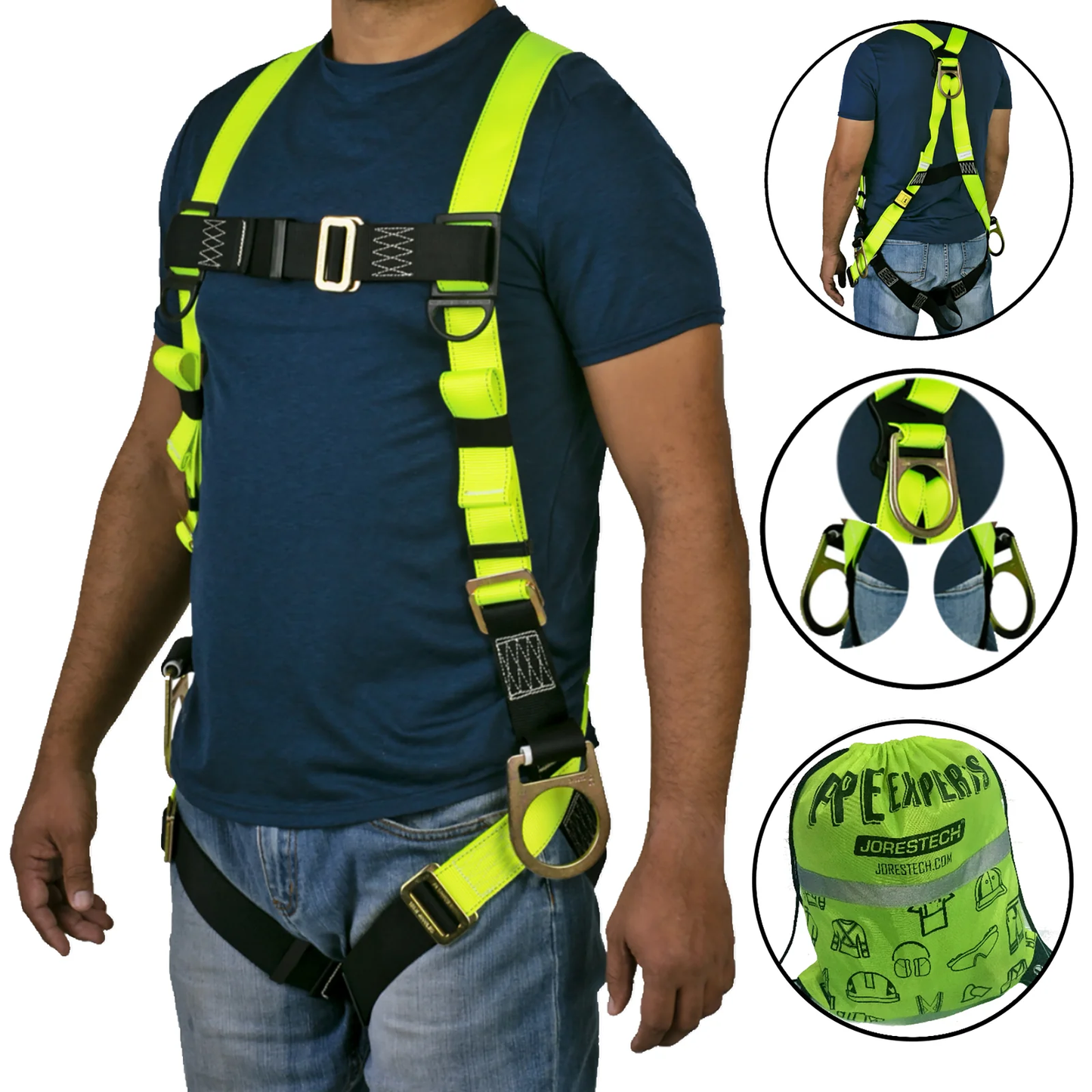 3D Ring High-Visibility Full-Body Safety Harness 03 – ANSI Z359.11-2014 Certified Fall Protection