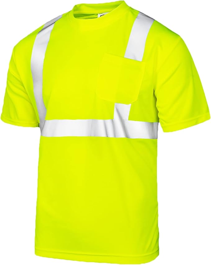 High-Visibility Safety Shirt: Lightweight, Breathable, and ANSI Compliant for Day and Night Protection (5-PACK)