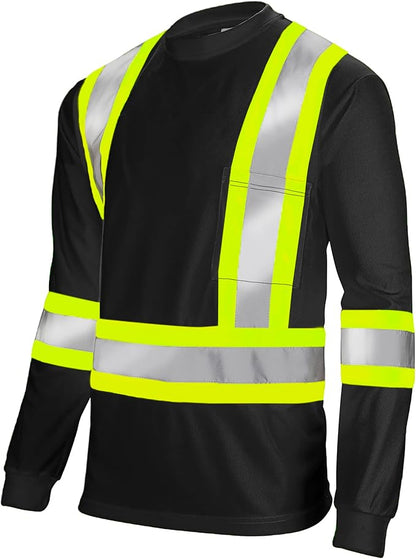 High-Visibility Safety Shirt: Lightweight, Breathable, and ANSI Compliant for Day and Night Protection (5-PACK)