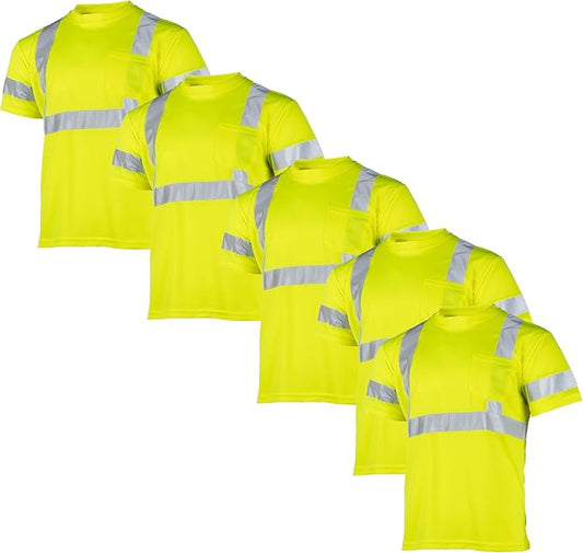 High-Visibility Class 3 Safety Shirt – ANSI/ISEA 107-2020 Compliant, Breathable, and Customizable (5-Pack)