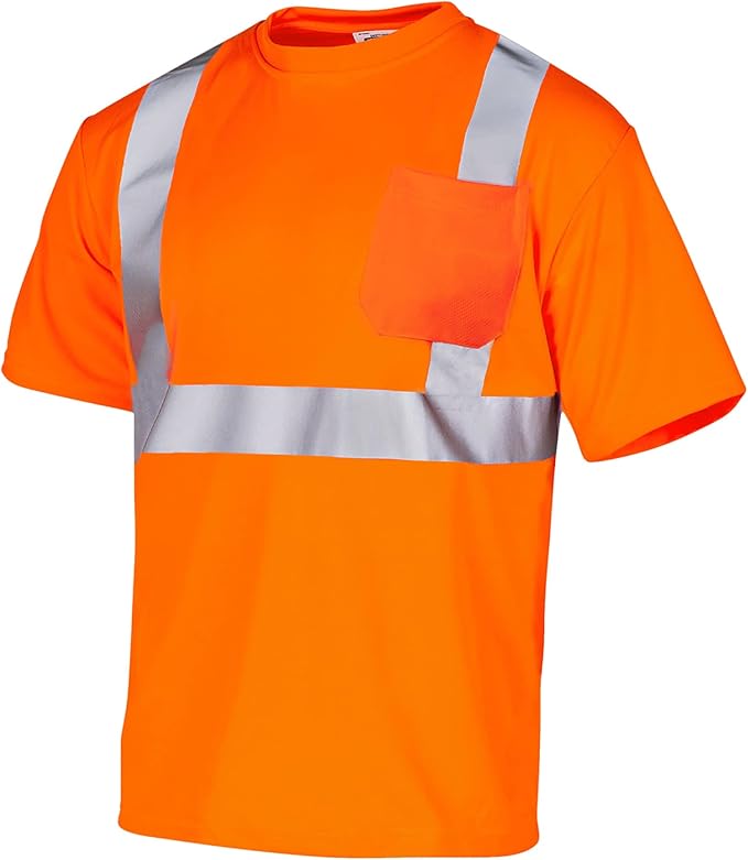 High-Visibility Safety Shirt: Lightweight, Breathable, and ANSI Compliant for Day and Night Protection (5-PACK)