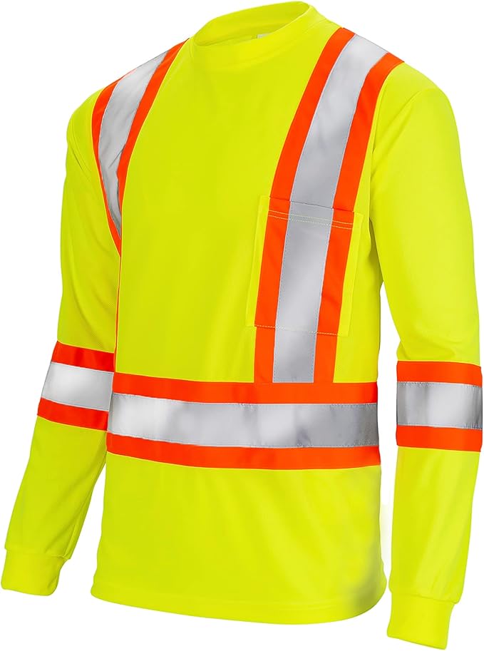High-Visibility Safety Shirt: Lightweight, Breathable, and ANSI Compliant for Day and Night Protection (5-PACK)