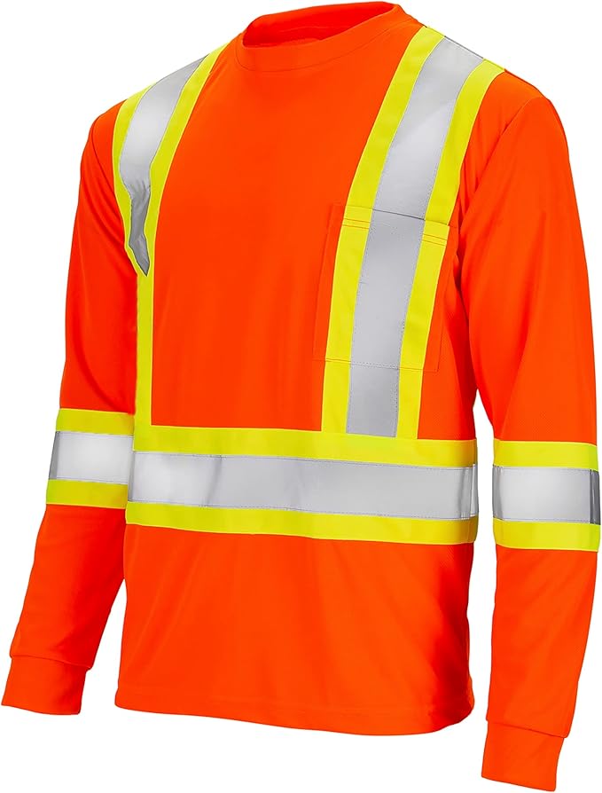High-Visibility Safety Shirt: Lightweight, Breathable, and ANSI Compliant for Day and Night Protection (5-PACK)