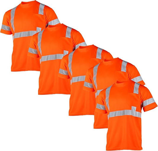 High-Visibility Class 3 Safety Shirt – ANSI/ISEA 107-2020 Compliant, Breathable, and Customizable (5-Pack)