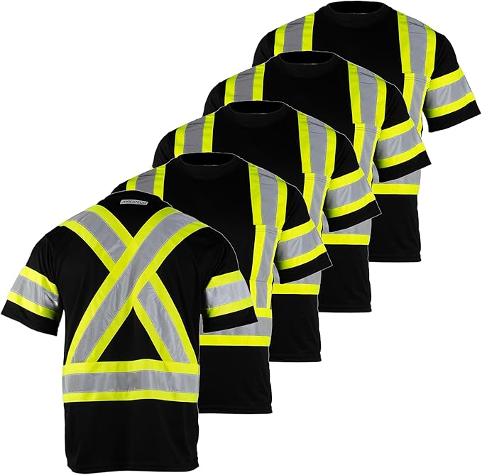 High-Visibility Reflective Safety Shirt – ANSI/ISEA 107-2020 Compliant, Class 3, Breathable, and Customizable (5-PACK)