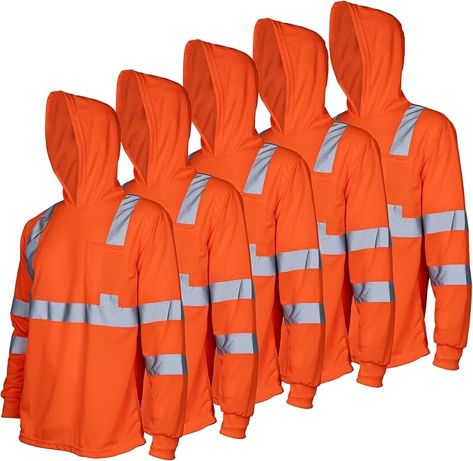 ANSI Class 3 High-Visibility Safety Hoodie – Reflective, Breathable & Built for Maximum Protection (5-Pack)