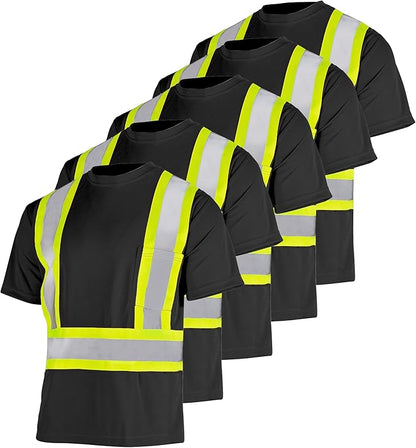 X-Back High-Visibility Two-Tone Reflective Work Shirt – ANSI Class 2 Safety, Breathable & Durable (5-PACK)