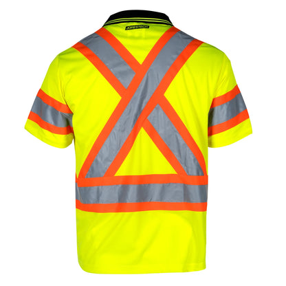 Two-Toned High-Visibility Reflective Work Polo Shirt: X-Back Design and ANSI Compliant