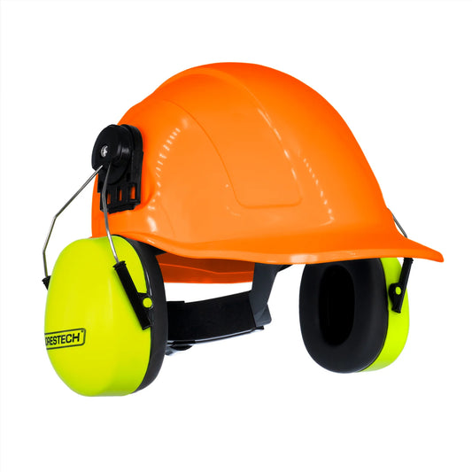 Cap-Style Hard Hat Kit with Mountable Lime Earmuffs – Full Head and Hearing Protection, ANSI Certified