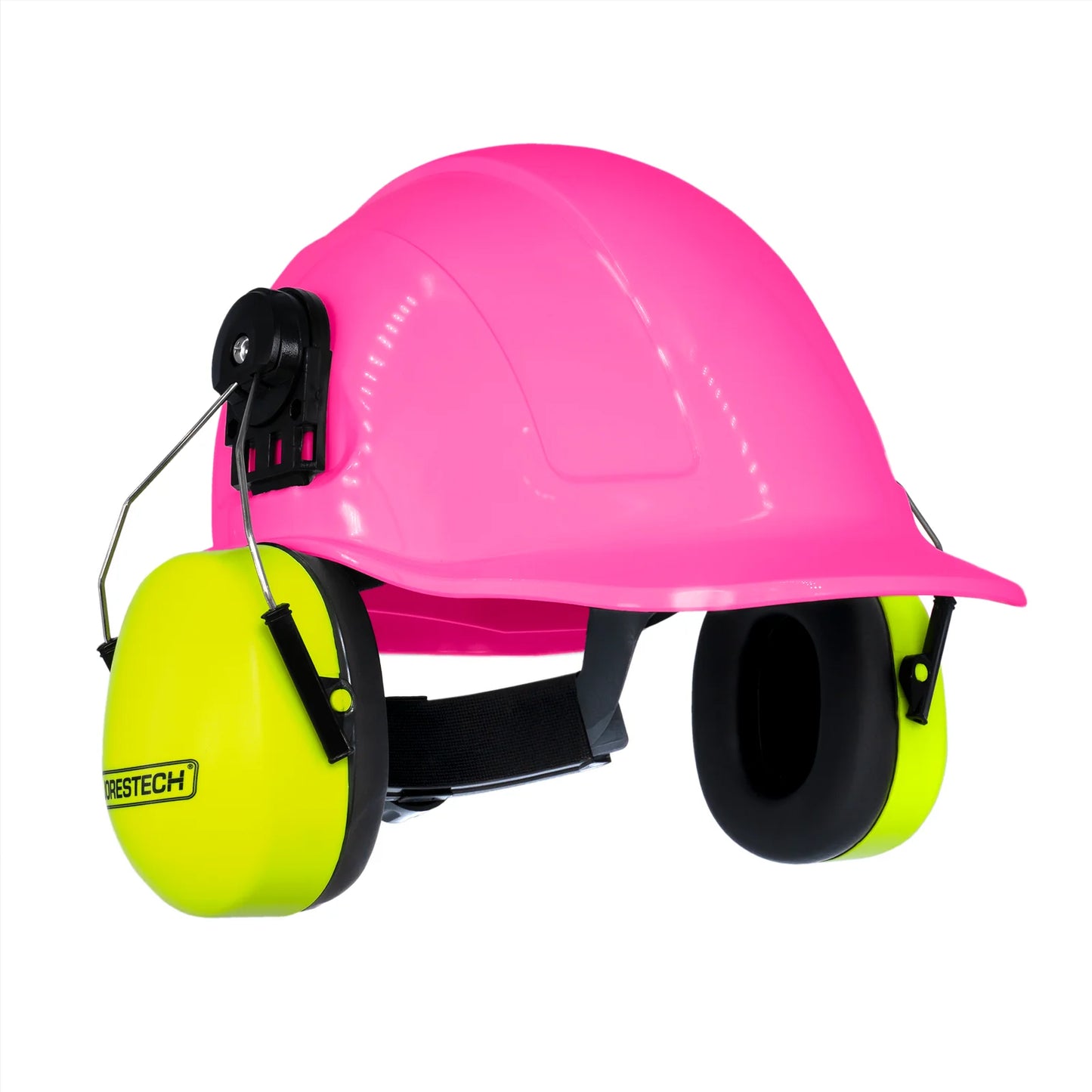 Cap-Style Hard Hat Kit with Mountable Lime Earmuffs – Full Head and Hearing Protection, ANSI Certified