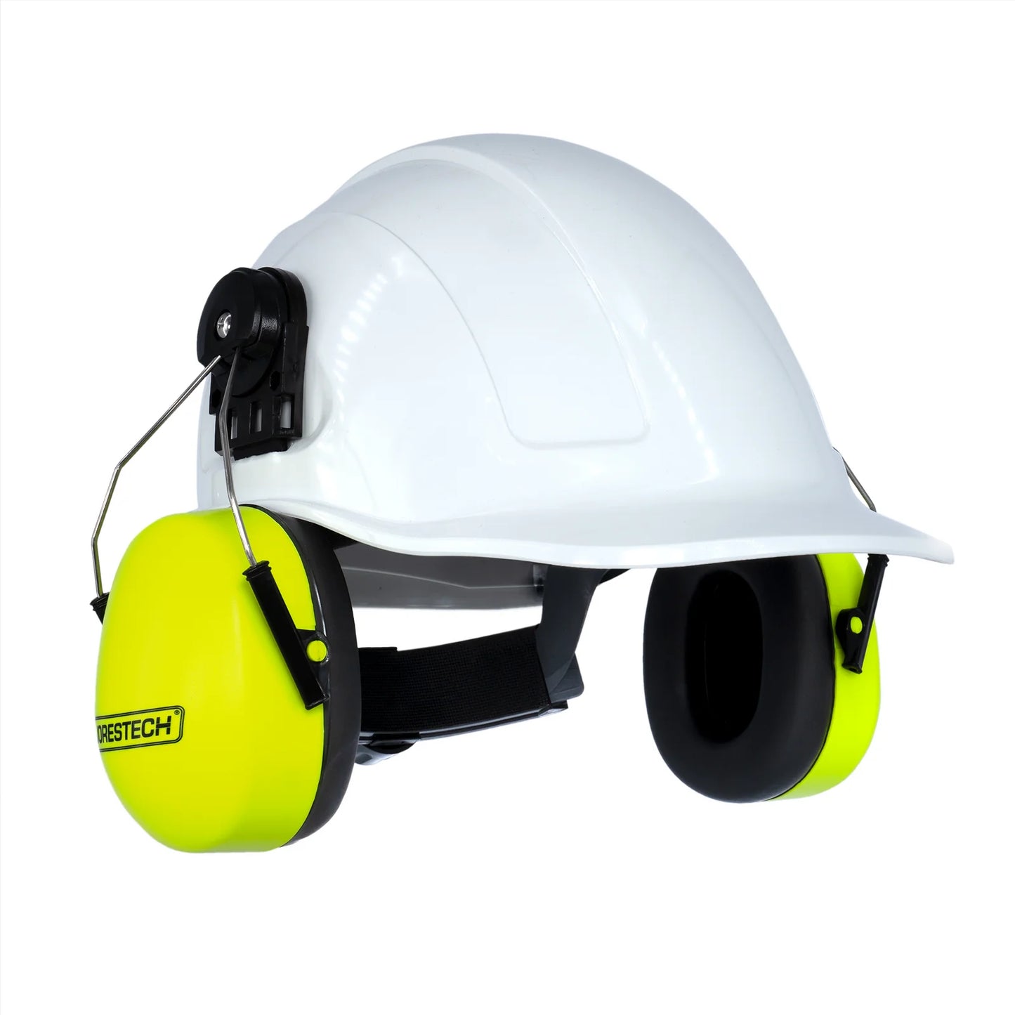 Cap-Style Hard Hat Kit with Mountable Lime Earmuffs – Full Head and Hearing Protection, ANSI Certified