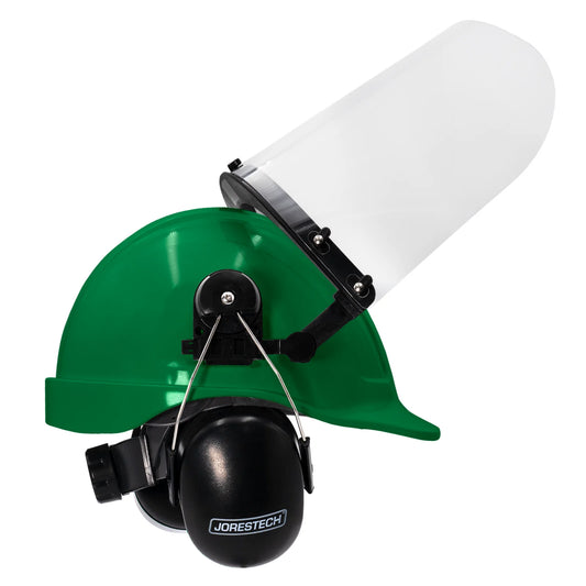 Hard Hat Safety Combo – Cap-Style Hard Hat with Clear Face Shield and Black Earmuffs