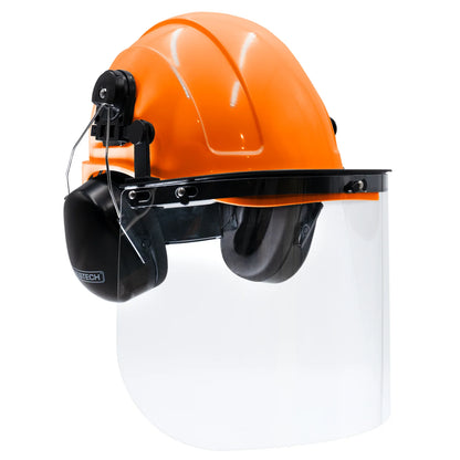 Hard Hat Safety Combo – Cap-Style Hard Hat with Clear Face Shield and Black Earmuffs