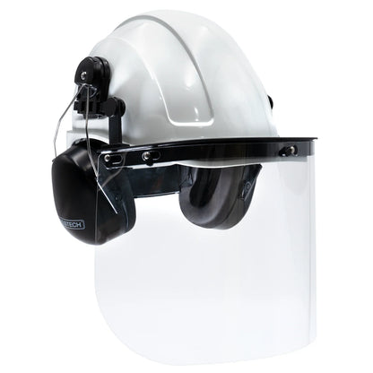 Hard Hat Safety Combo – Cap-Style Hard Hat with Clear Face Shield and Black Earmuffs