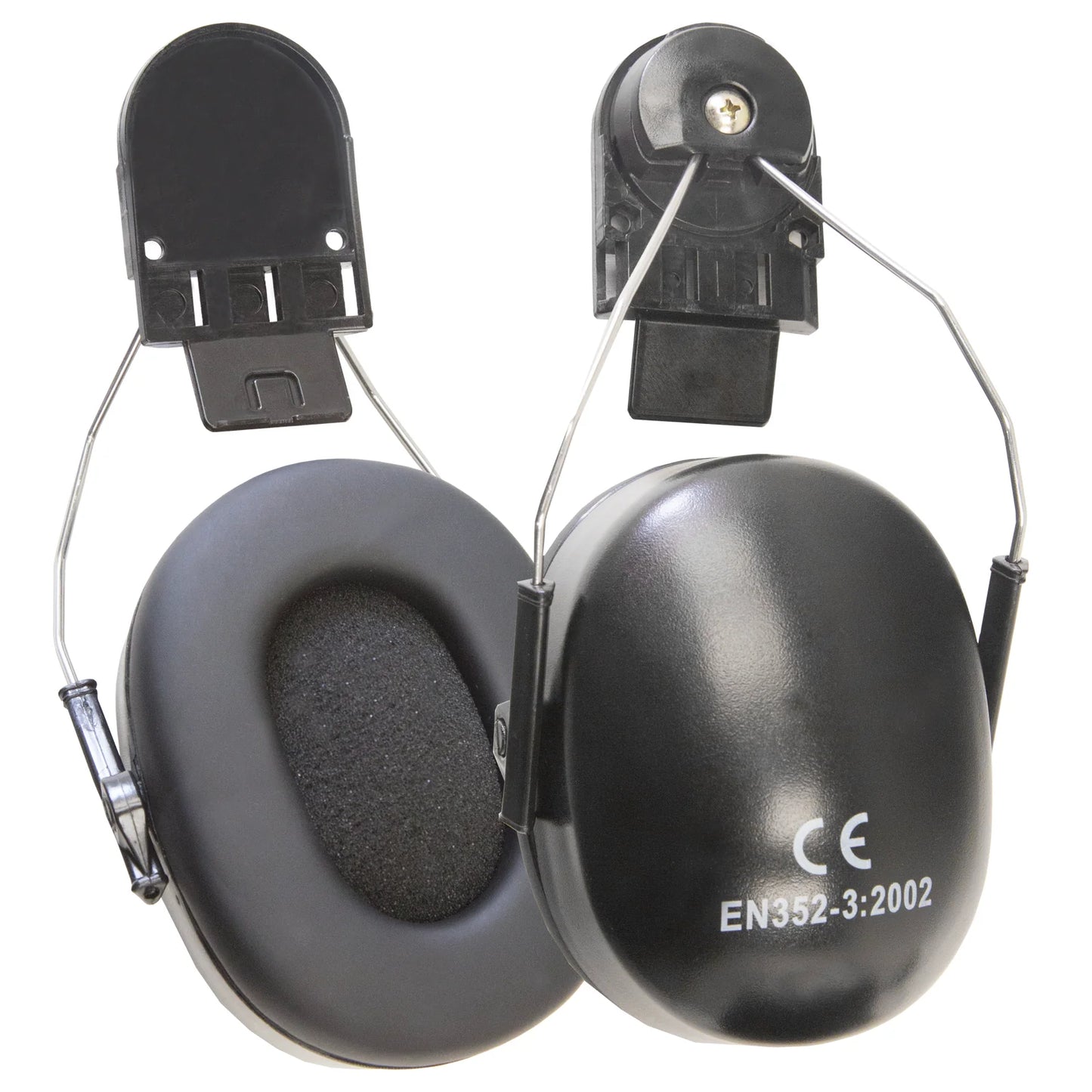 Cap-Style Hard Hat Kit with Mountable Black Earmuffs – Full Head and Hearing Protection, ANSI Certified