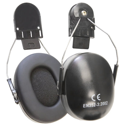 Cap-Style Hard Hat Kit with Mountable Black Earmuffs – Full Head and Hearing Protection, ANSI Certified