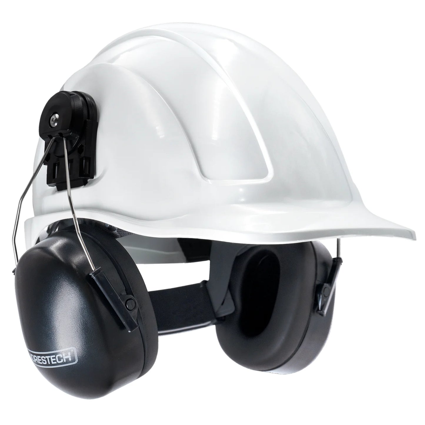 Cap-Style Hard Hat Kit with Mountable Black Earmuffs – Full Head and Hearing Protection, ANSI Certified