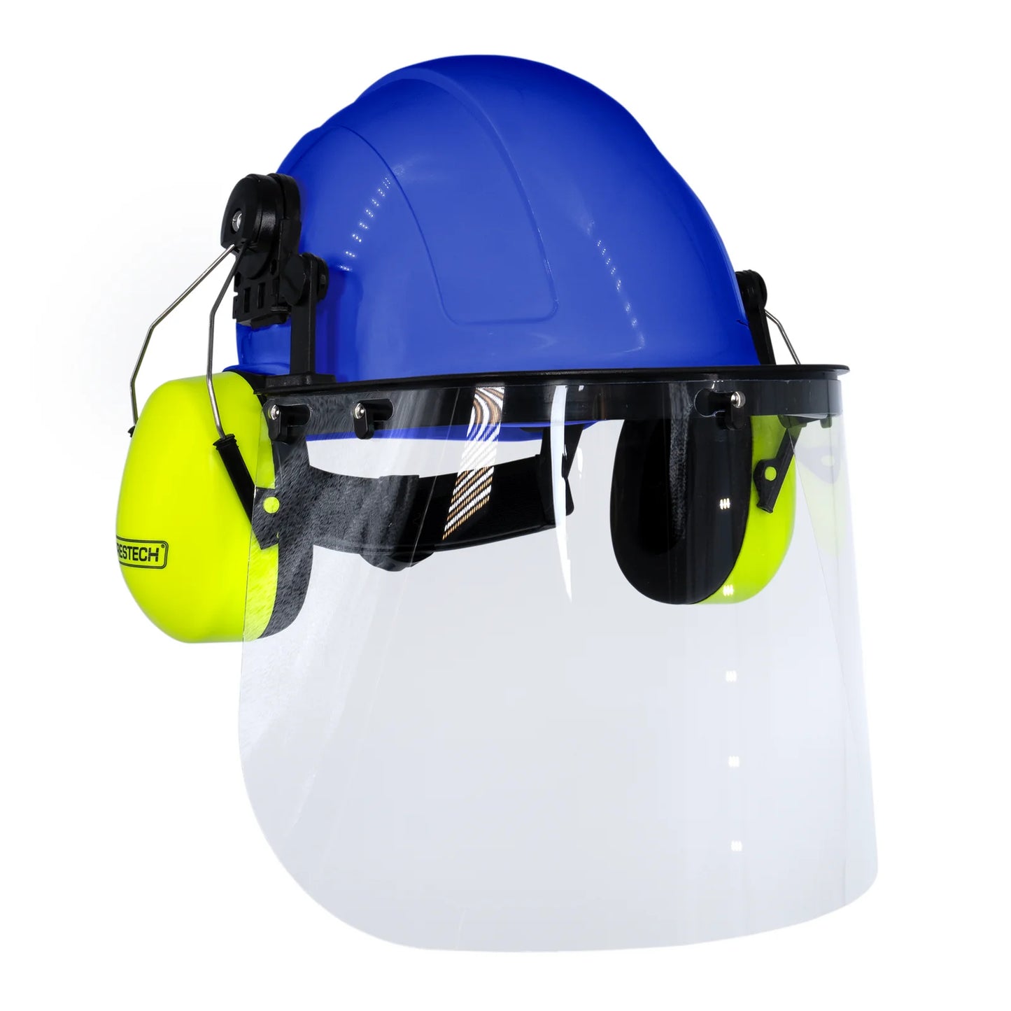 Hard Hat Safety Combo – Cap-Style Hard Hat with Clear Face Shield and Lime Earmuffs