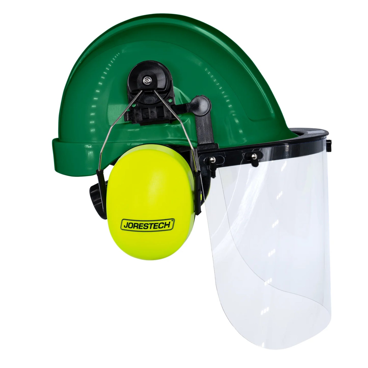 Hard Hat Safety Combo – Cap-Style Hard Hat with Clear Face Shield and Lime Earmuffs