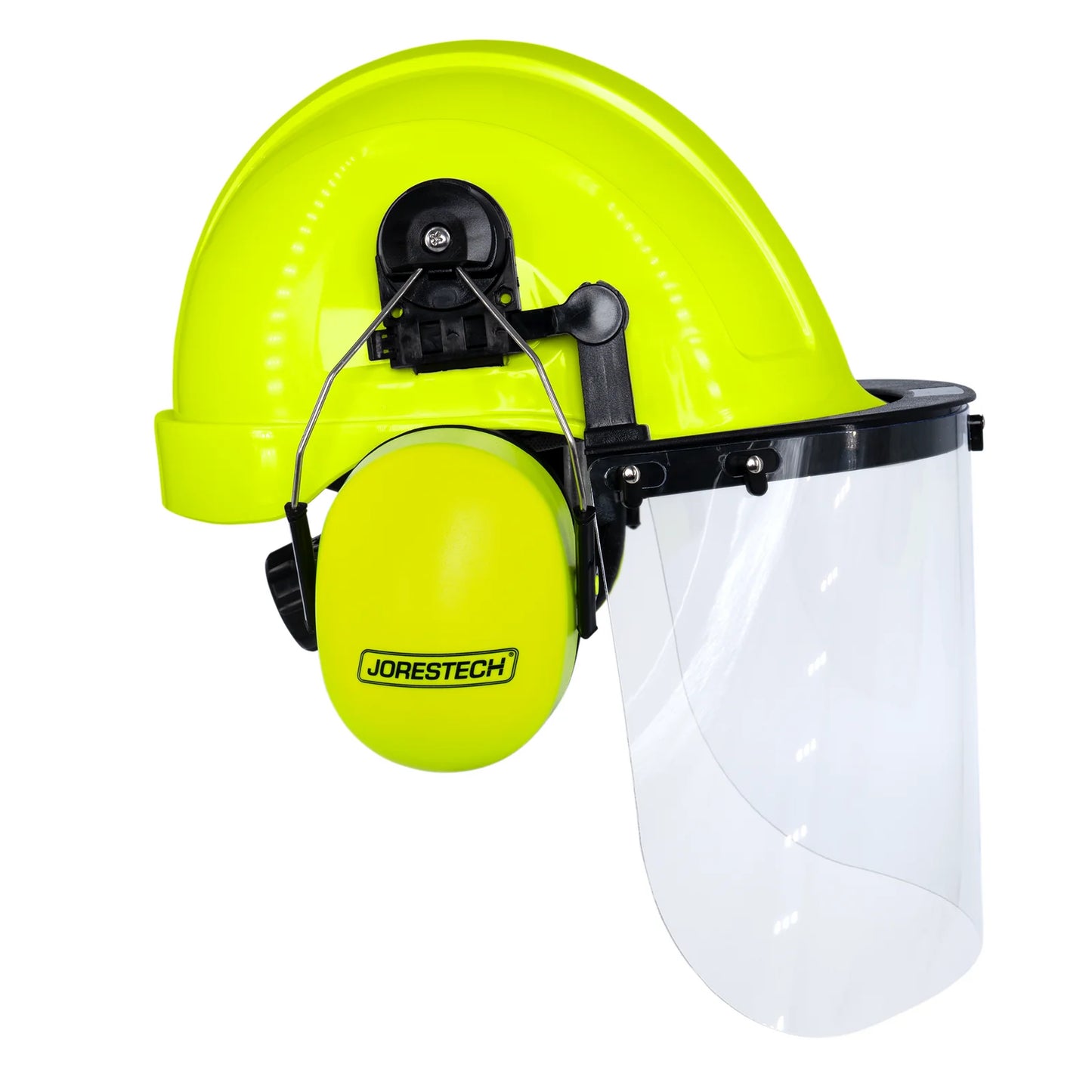 Hard Hat Safety Combo – Cap-Style Hard Hat with Clear Face Shield and Lime Earmuffs