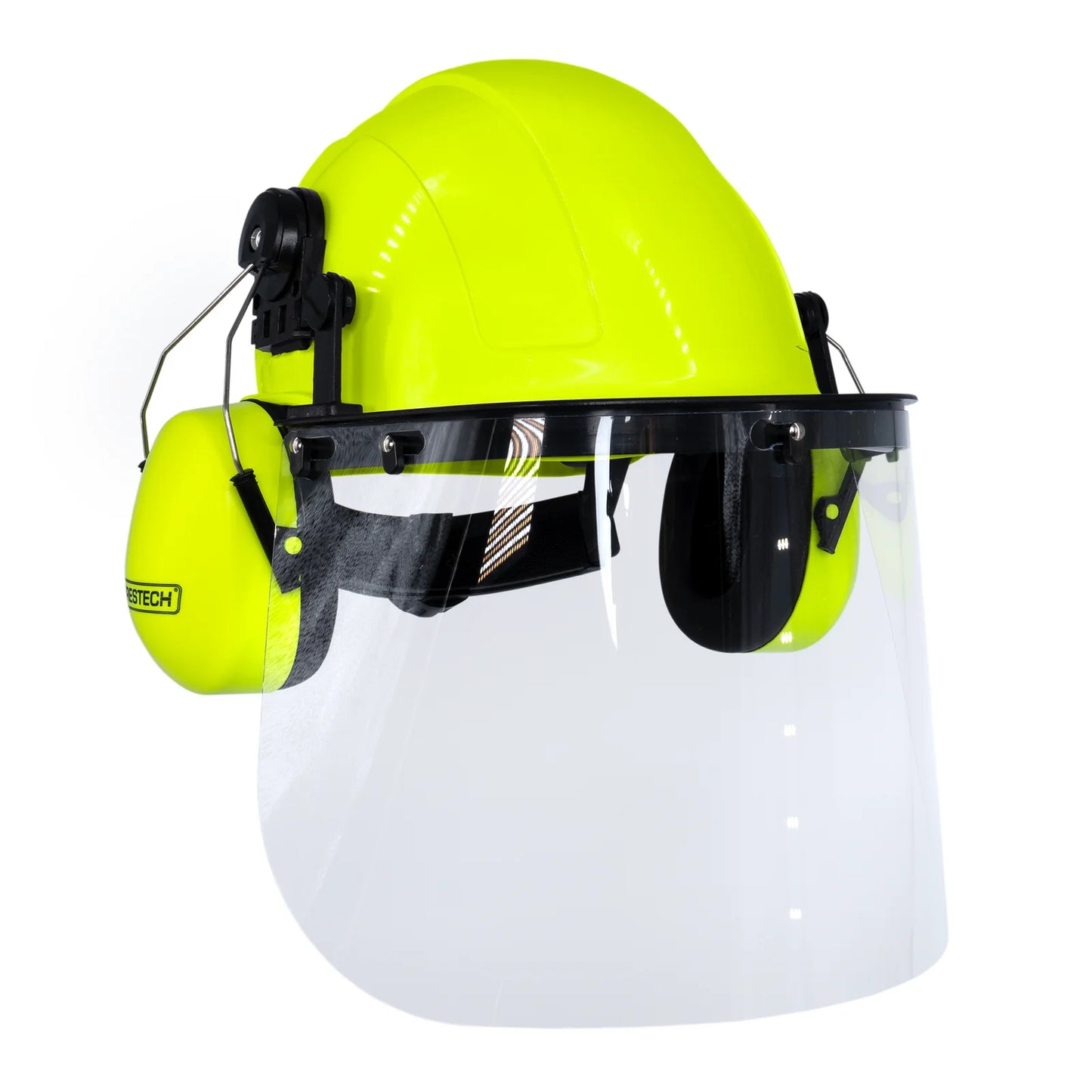 Hard Hat Safety Combo – Cap-Style Hard Hat with Clear Face Shield and Lime Earmuffs