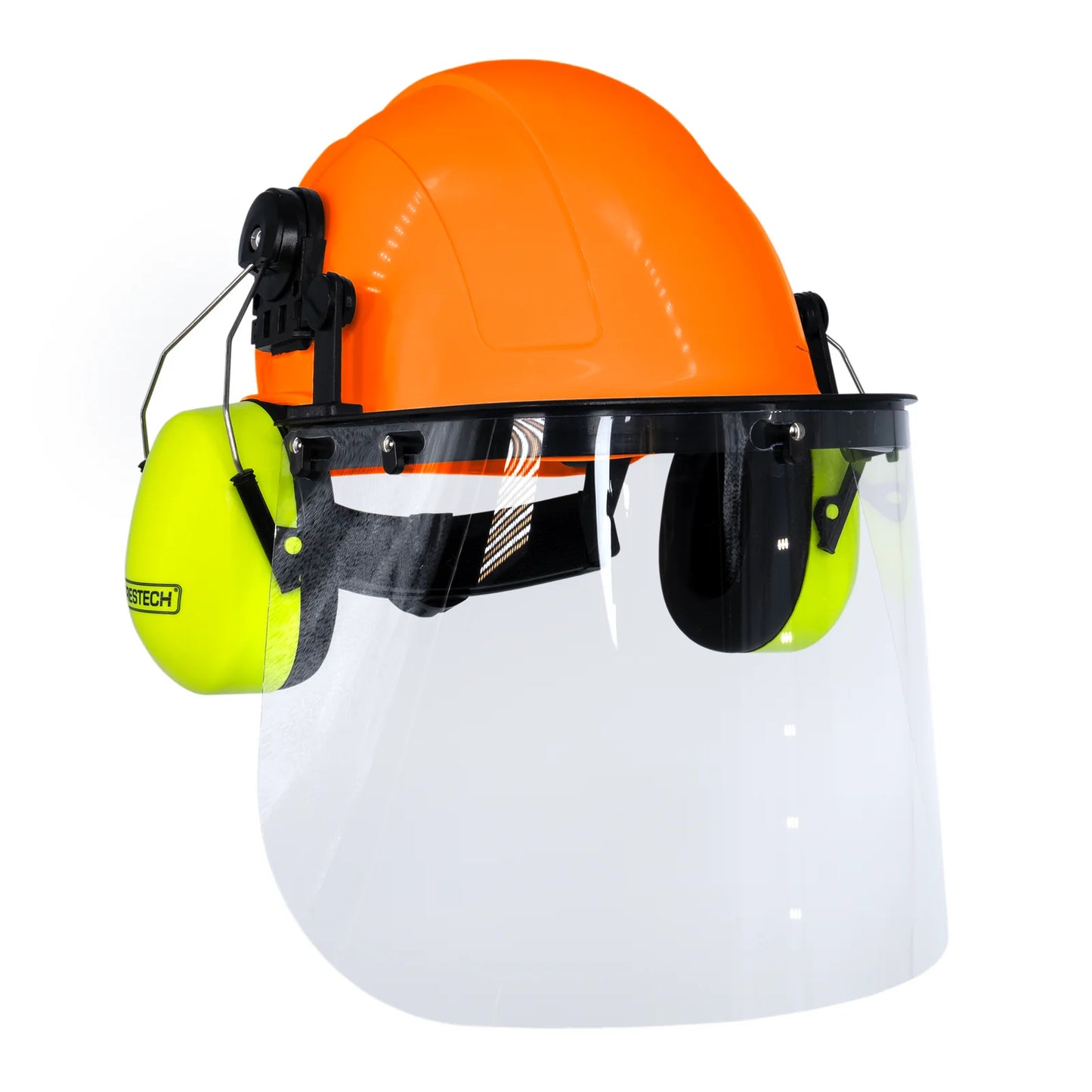 Hard Hat Safety Combo – Cap-Style Hard Hat with Clear Face Shield and Lime Earmuffs