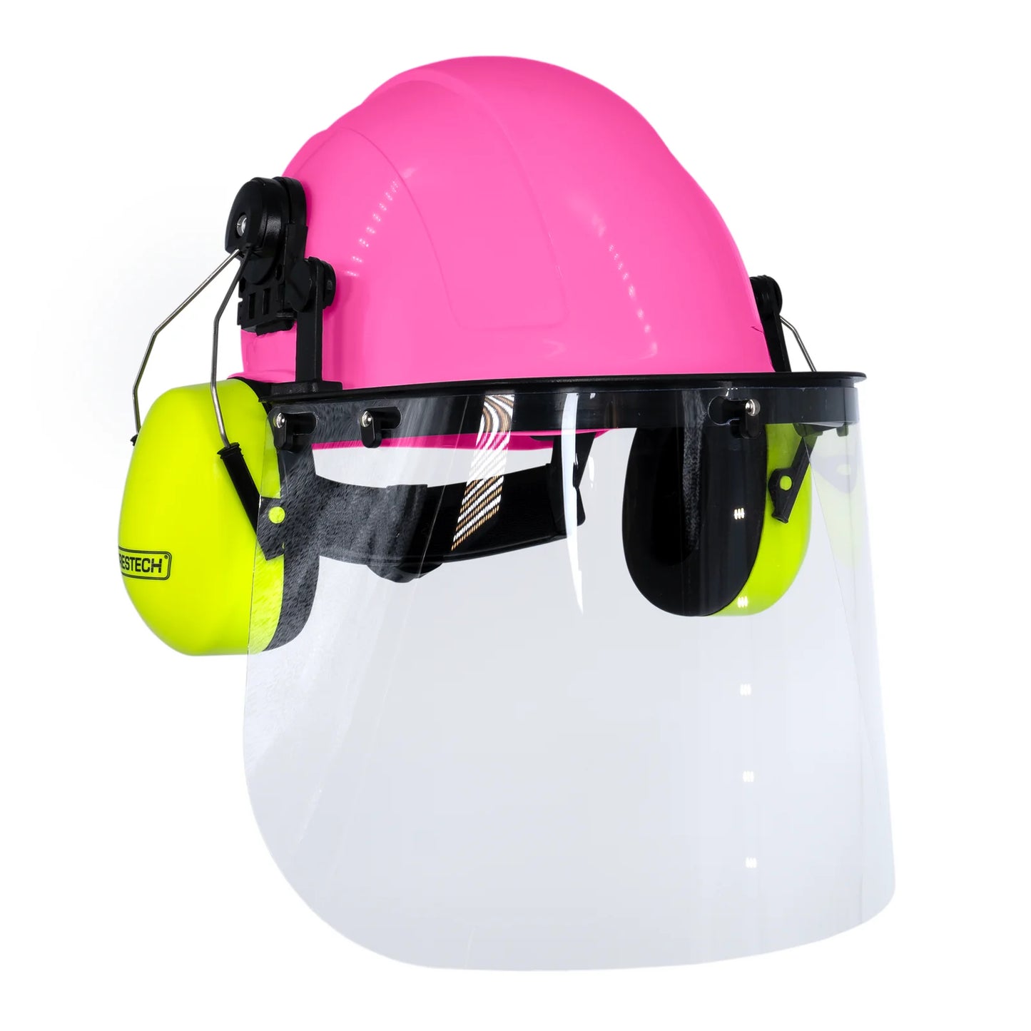 Hard Hat Safety Combo – Cap-Style Hard Hat with Clear Face Shield and Lime Earmuffs